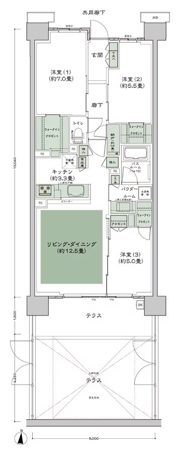シティハウス小金井公園 間取り G-75B1t type