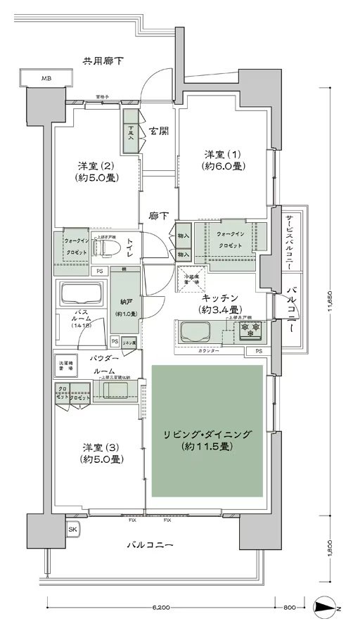 シティハウス小金井公園 間取り D-70C type
