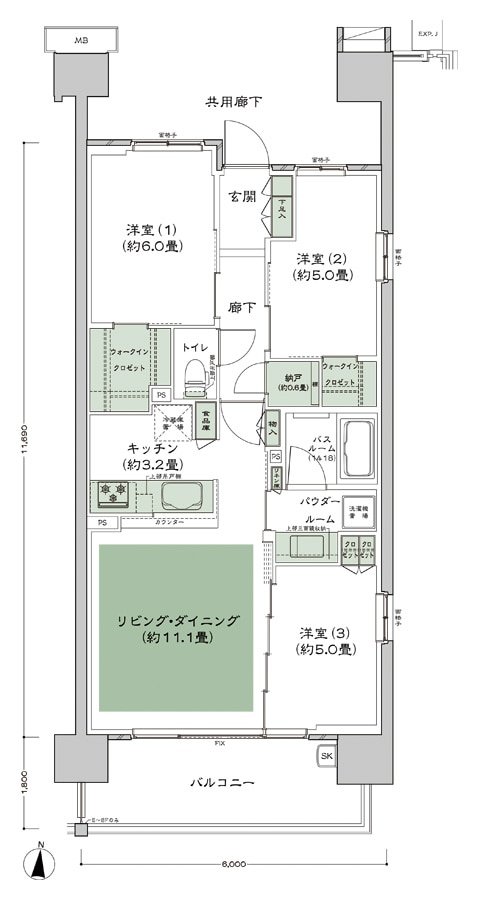 シティハウス小金井公園 間取り C-70D type