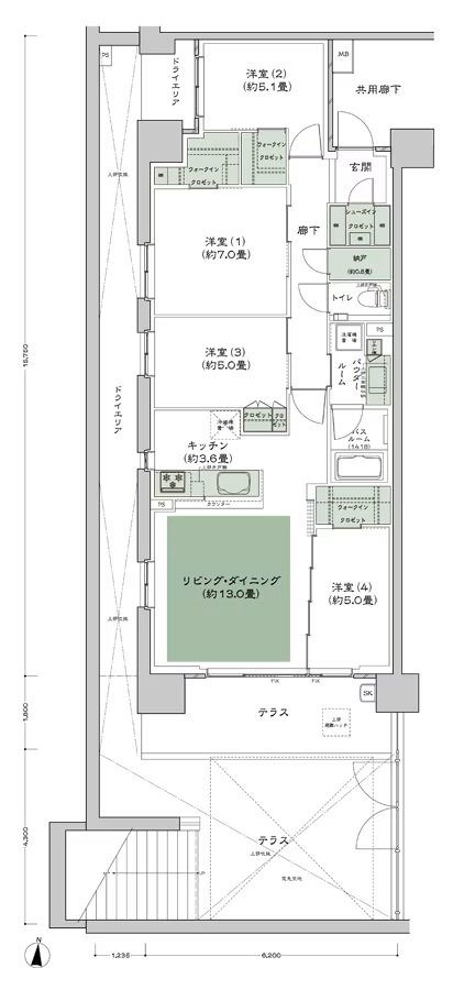 シティハウス小金井公園 間取り C-90Bt type