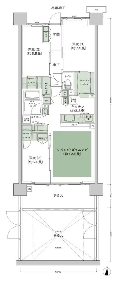 シティハウス小金井公園 間取り C-75C2t type