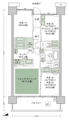 シティハウス小金井公園 間取り A-70B1 type