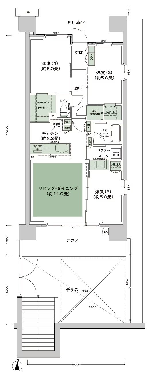 シティハウス小金井公園 間取り E-70Ct type