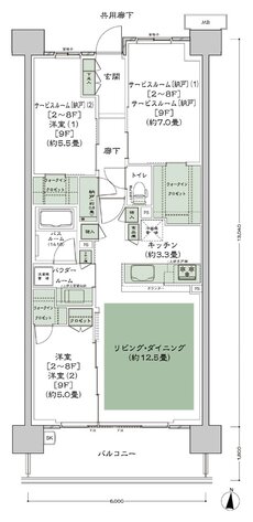 シティハウス小金井公園 間取り H-75A4s【2~8F】 type