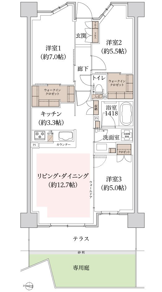 ブランシエラ川口 The Airy Site 間取り Fg type