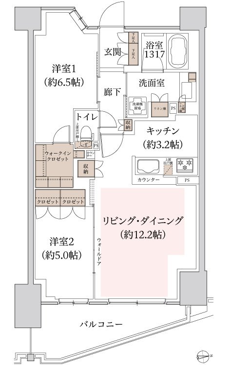 ブランシエラ川口 The Airy Site 間取り P2 type