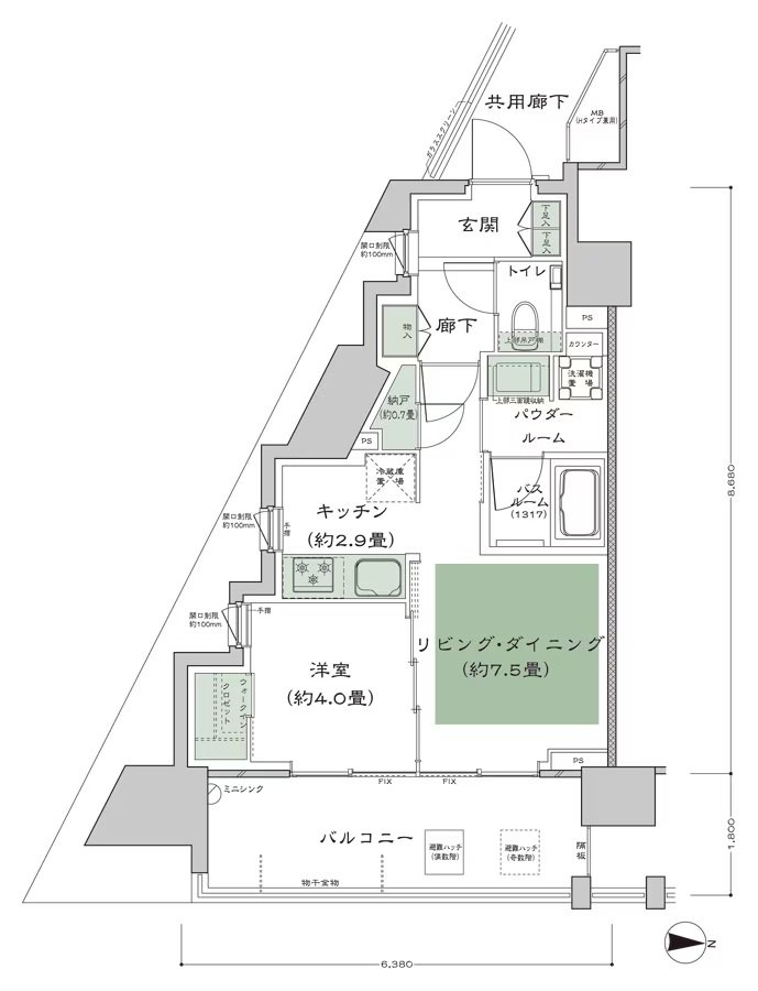 シティハウス武蔵野 間取り I type