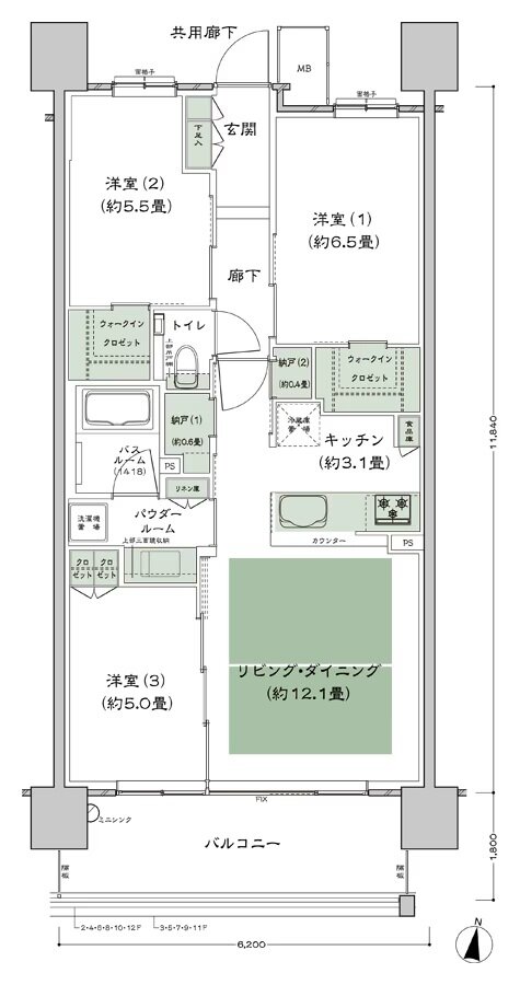 シティハウス堤通雨宮町 間取り B9'-標準 type