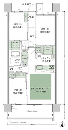 シティハウス堤通雨宮町 間取り B9'-標準 type