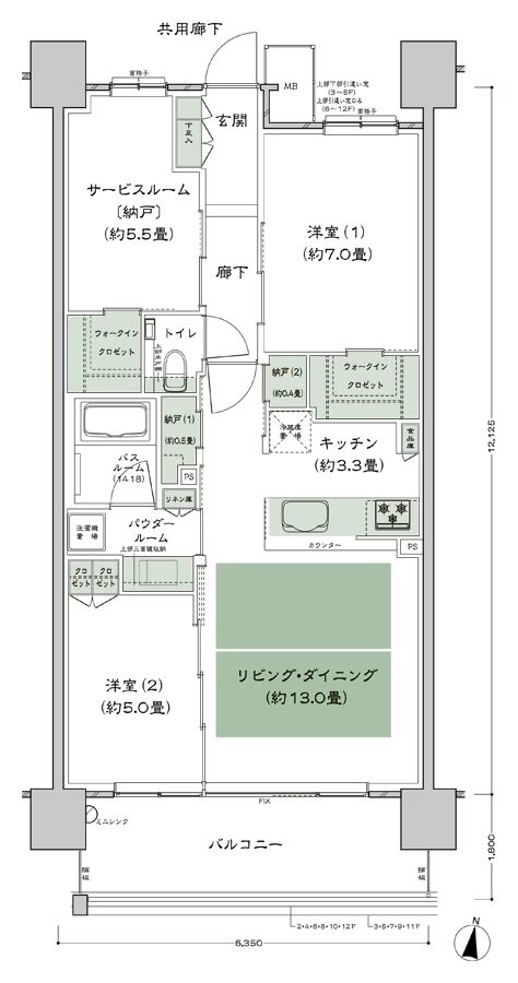 シティハウス堤通雨宮町 間取り F1a-標準 type