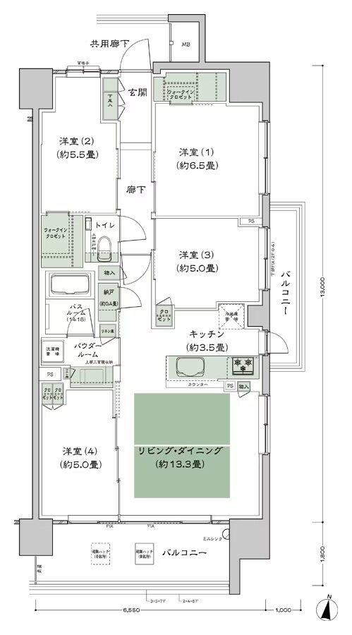 シティハウス堤通雨宮町 間取り A2-標準 type