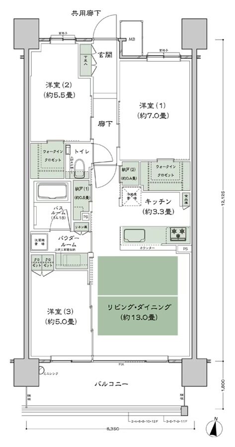 シティハウス堤通雨宮町 間取り F2-標準 type