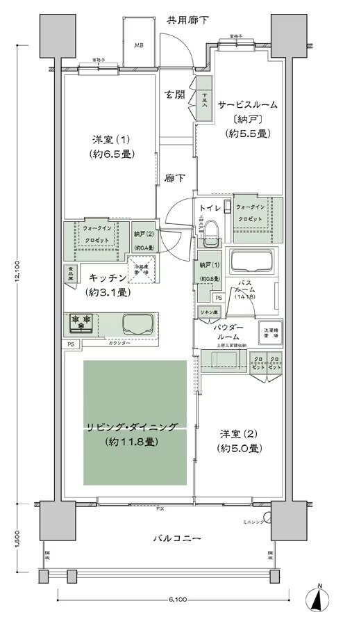 シティハウス堤通雨宮町 間取り G-標準 type
