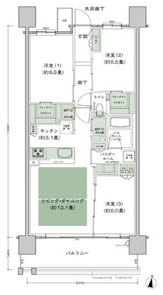 シティハウス堤通雨宮町 間取り B10-標準 type