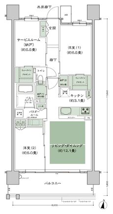 シティハウス堤通雨宮町 間取り B8'-標準 type