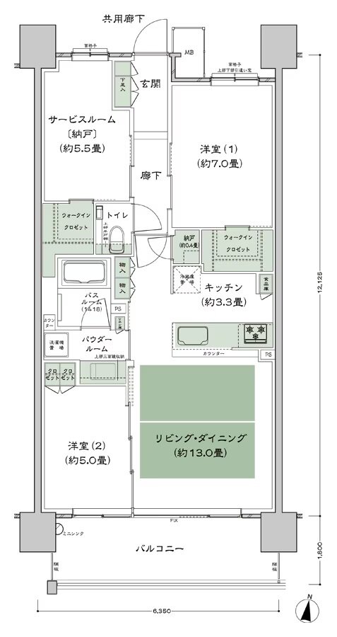シティハウス堤通雨宮町 間取り L-標準 type