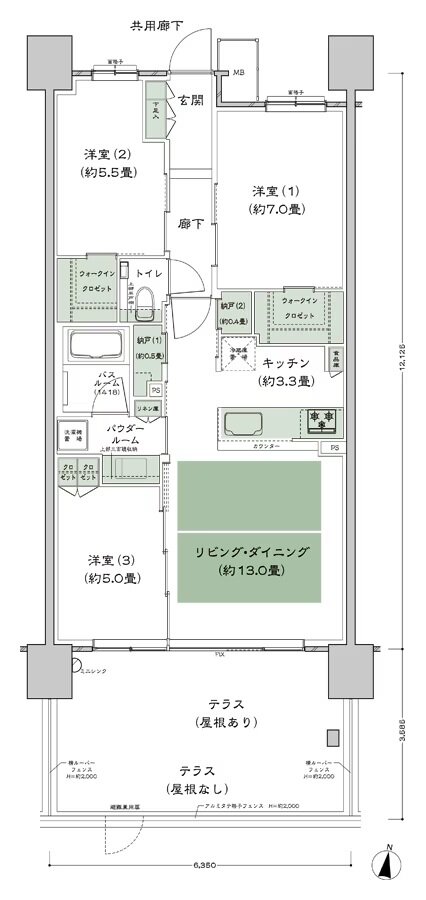 シティハウス堤通雨宮町 間取り F2t-標準 type