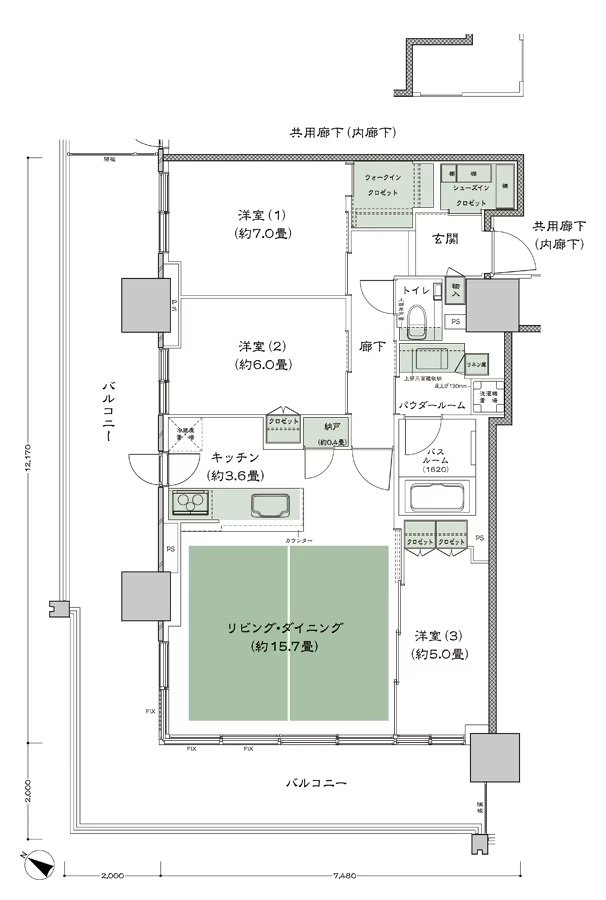 ベイシティタワーズ神戸 WEST 間取り W-85A-標準 type