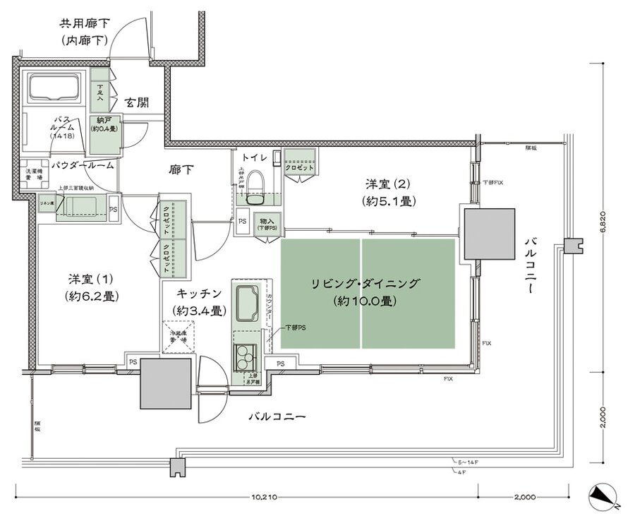 ベイシティタワーズ神戸 WEST 間取り W-55C-標準 type