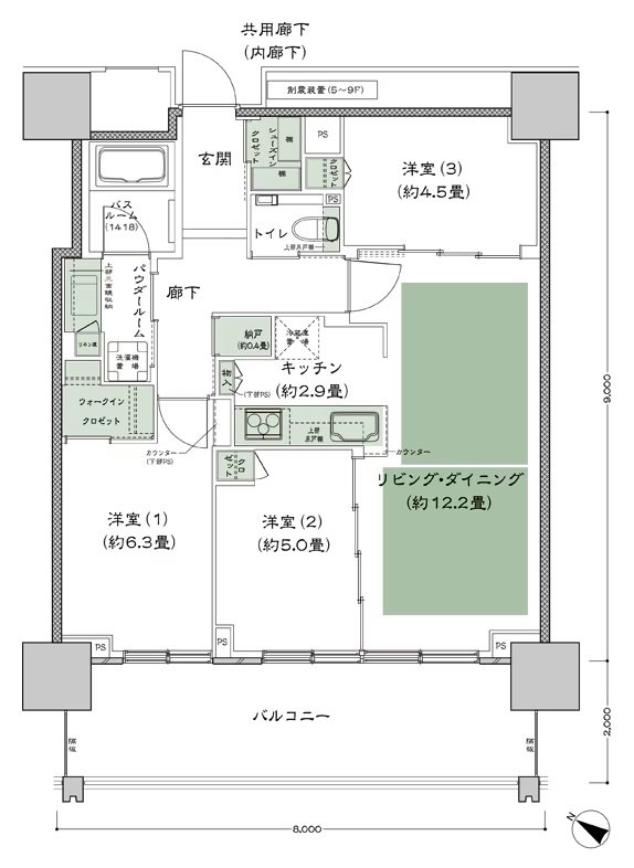 ベイシティタワーズ神戸 WEST 間取り W-70C-標準 type