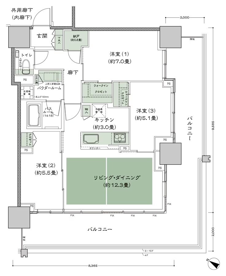 ベイシティタワーズ神戸 WEST 間取り W-75A-標準 type