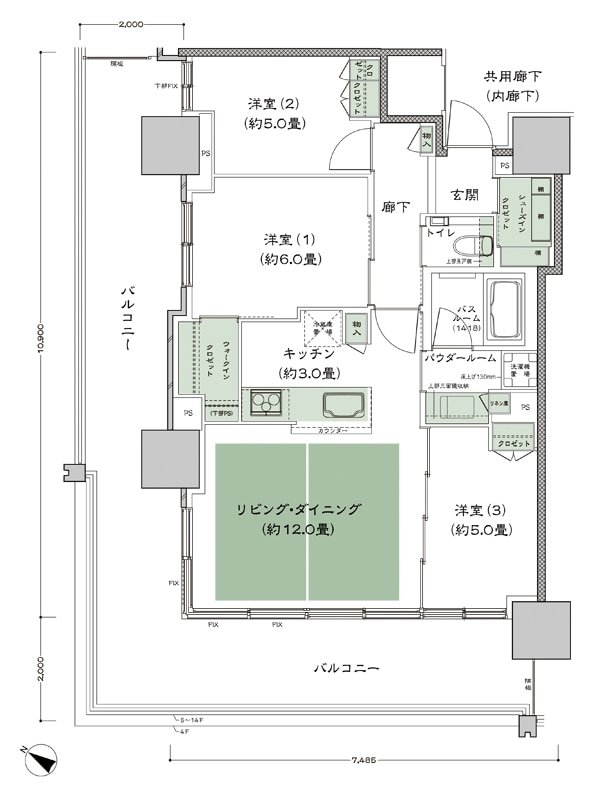 ベイシティタワーズ神戸 WEST 間取り W-70A-標準 type
