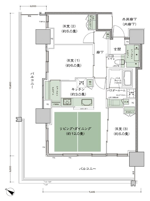 ベイシティタワーズ神戸 WEST 間取り W-70A-標準 type