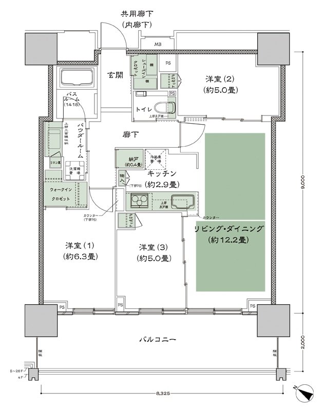 ベイシティタワーズ神戸 WEST 間取り W-70B-標準 type