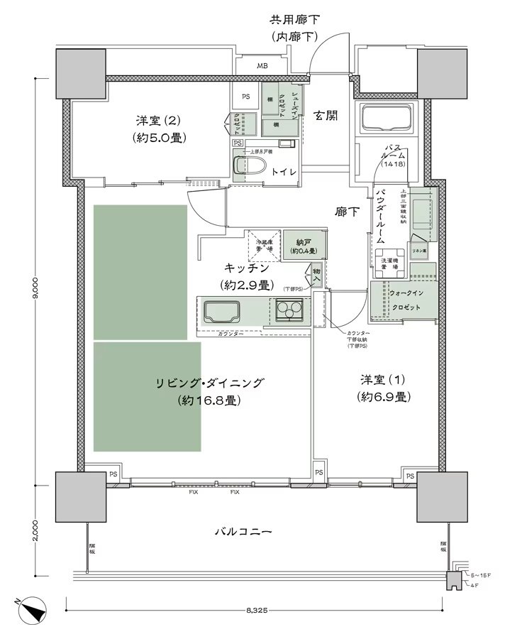 ベイシティタワーズ神戸 WEST 間取り W-70E-LD拡大 type