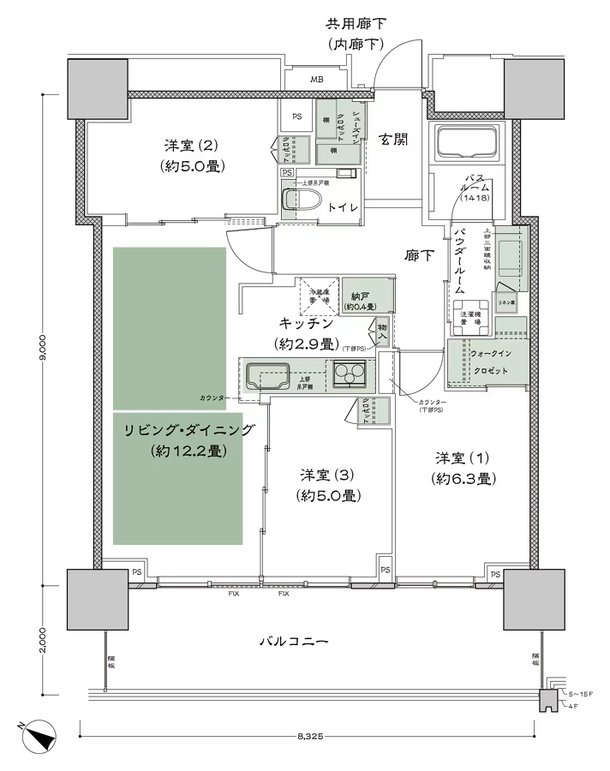 ベイシティタワーズ神戸 WEST 間取り W-70E-標準 type