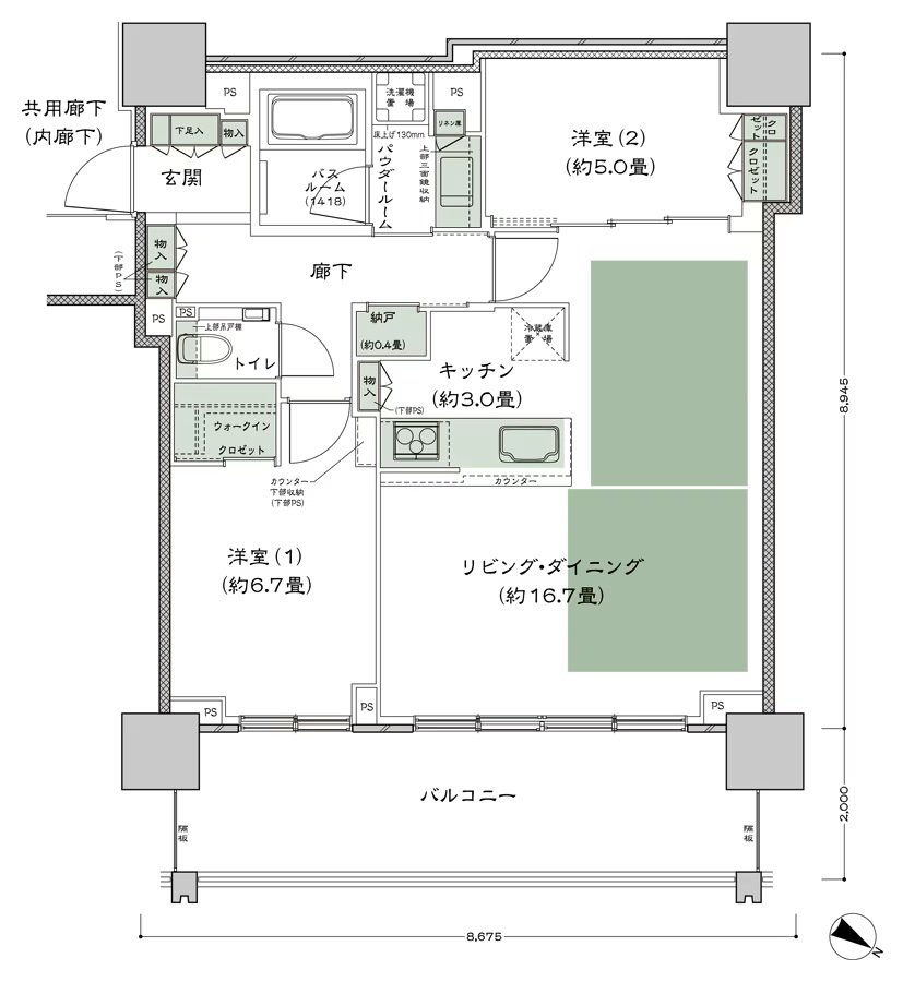 ベイシティタワーズ神戸 WEST 間取り W-75B-LD拡大 type