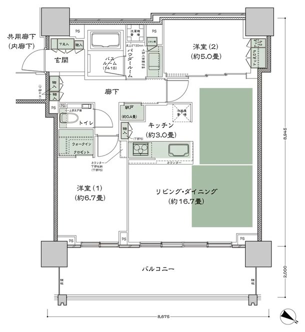 ベイシティタワーズ神戸 WEST 間取り W-75B-LD拡大 type