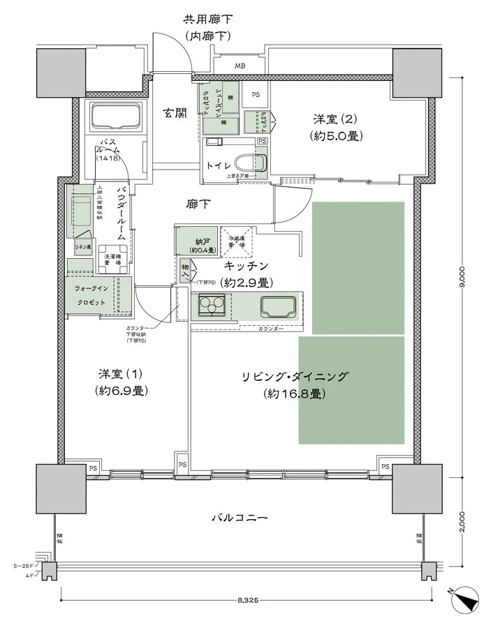 ベイシティタワーズ神戸 WEST 間取り W-70B-LD拡大 type