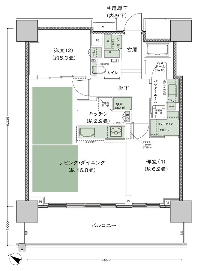 ベイシティタワーズ神戸 WEST 間取り W-70D-LD拡大 type
