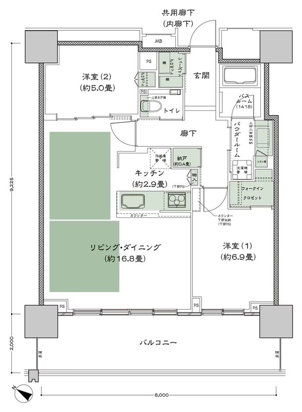 ベイシティタワーズ神戸 WEST 間取り W-70D-LD拡大 type