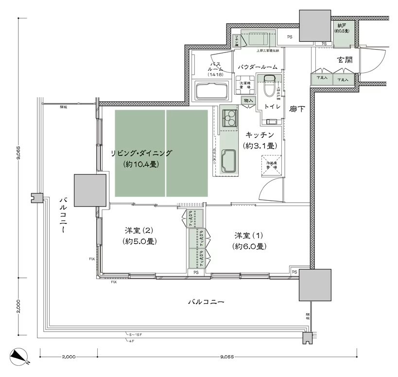 ベイシティタワーズ神戸 WEST 間取り W-60A-標準 type