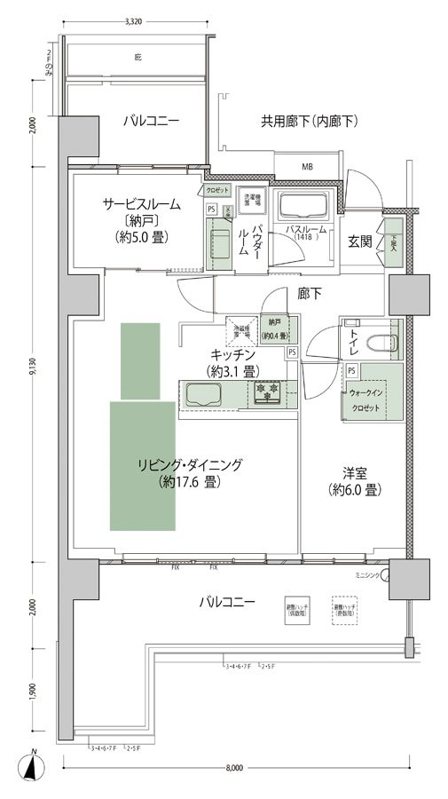 シティテラス上杉 間取り Ca-LD拡大 type