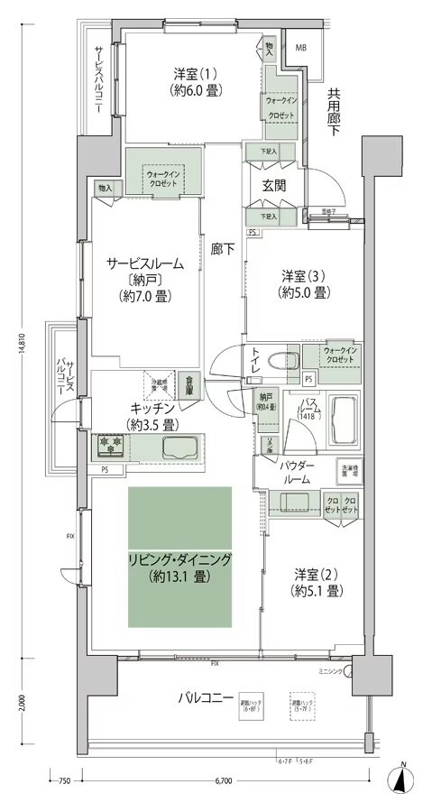 シティテラス上杉 間取り Aa-標準 type