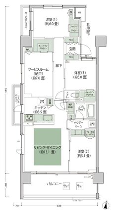 シティテラス上杉 間取り Aa-標準 type