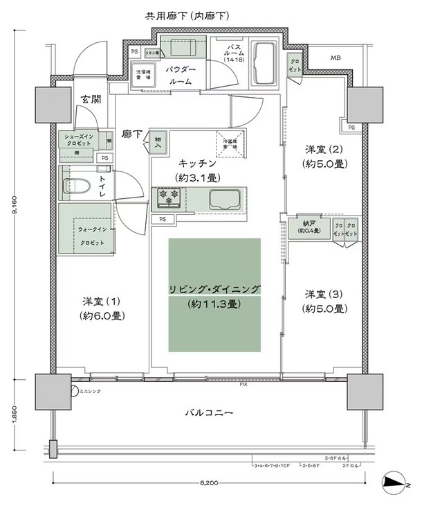 シティテラス上杉 間取り F7-標準 type