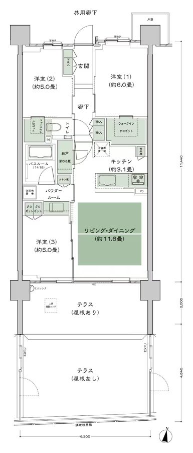 シティテラス上杉 間取り B6't-標準 type