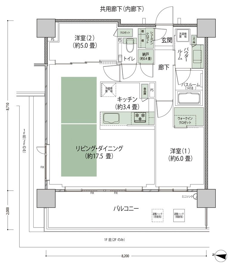 シティテラス上杉 間取り G1-LD拡大 type