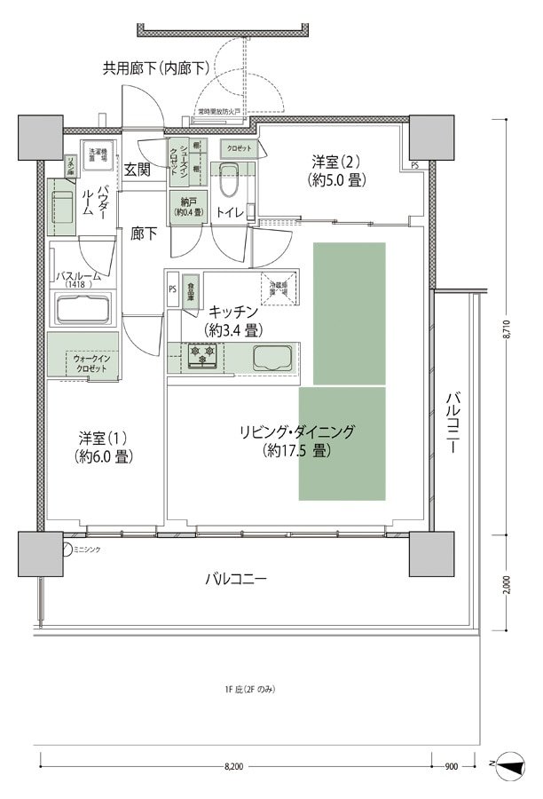 シティテラス上杉 間取り G5'-LD拡大 type