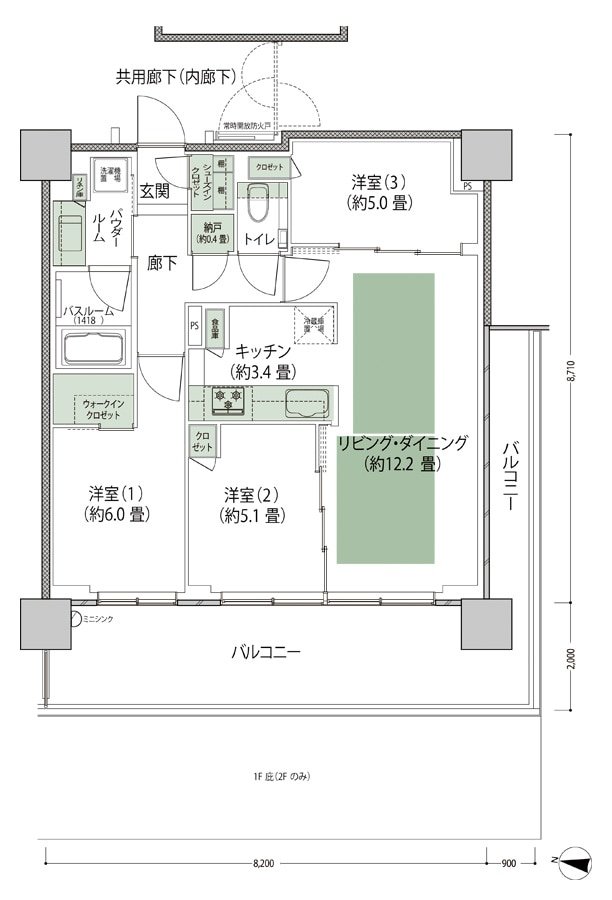 シティテラス上杉 間取り G5'-標準 type