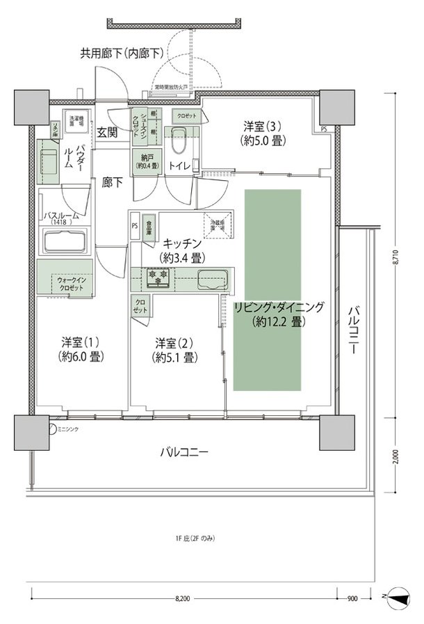 シティテラス上杉 間取り G5'-標準 type