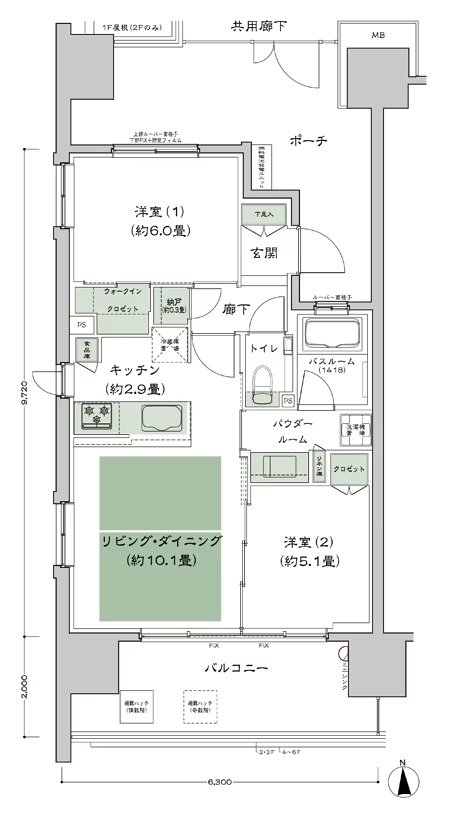 シティテラス谷町四丁目 間取り E1-標準 type