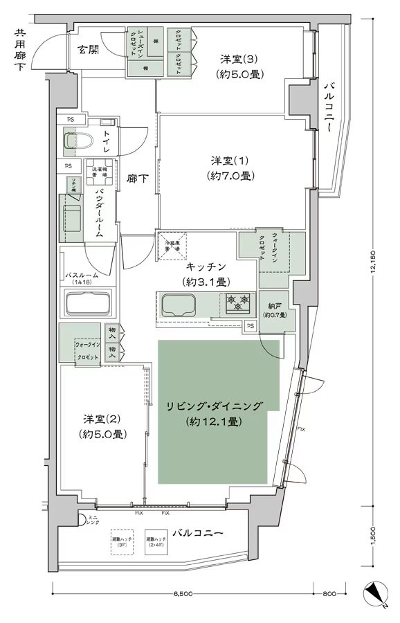 シティテラス文京小石川 間取り B-E-標準 type