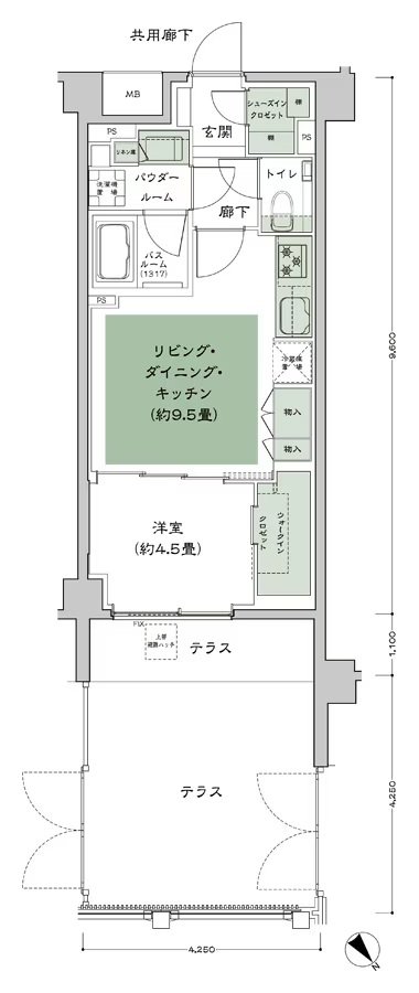 シティテラス文京小石川 間取り B-Dt-標準 type