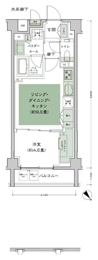 シティテラス文京小石川 間取り B-C1(C)-標準 type