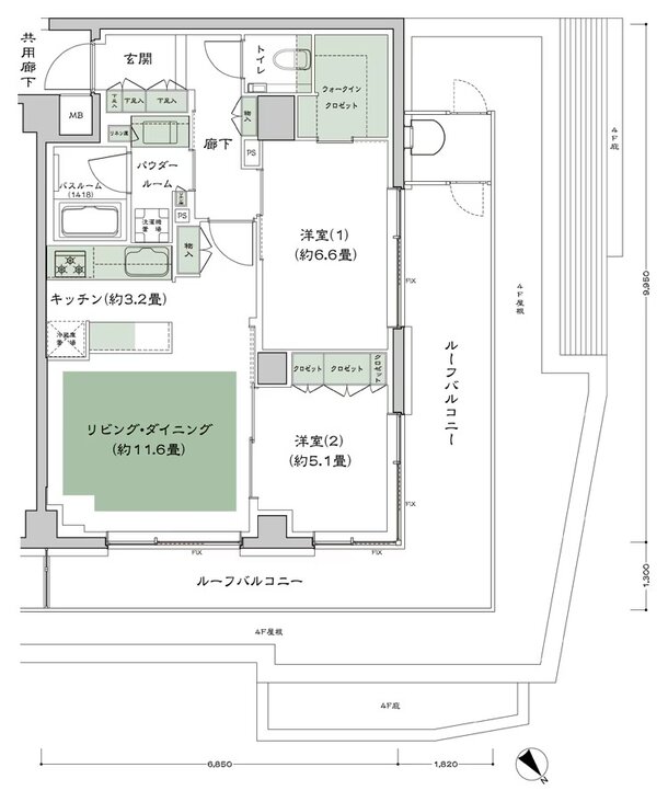 シティテラス文京小石川 間取り B-Kr-標準 type